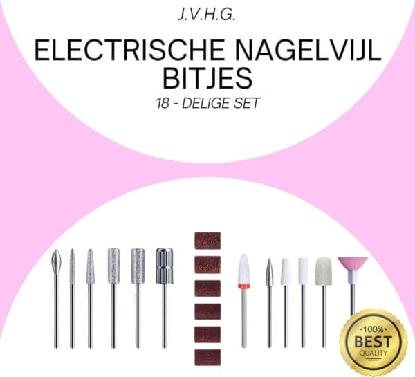 J. V. H. G. Professionele 18-delige bitjesset voor elektrische nagelvijl - elektrische nagelfrees - hoogwaardige accessoires voor perfecte nagelverzorging - robuust & nauwkeurig - geschikt voor professioneel en thuisgebruik