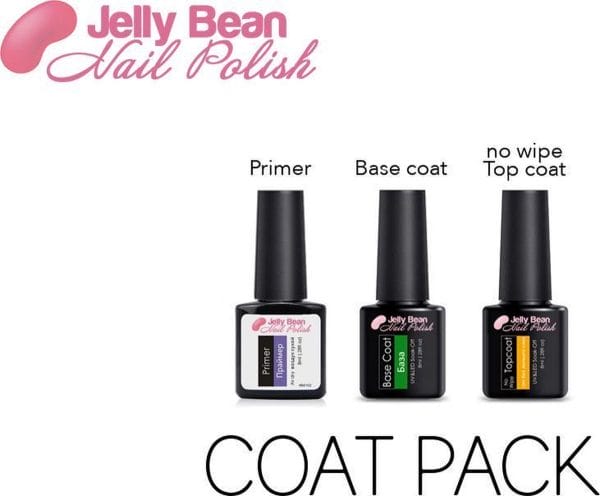 Jelly bean nail polish gel nagellak - coatpack - base & top coat nagellak set - gel nagellak - uv gellak set - topcoat - basecoat - uv nagellak 8ml