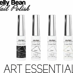 Jelly Bean Nail Polish gel liner Essential Pack - Gel liner set - Nail art line gel Wit - Zwart - Zilver - Goud- UV gellak liner