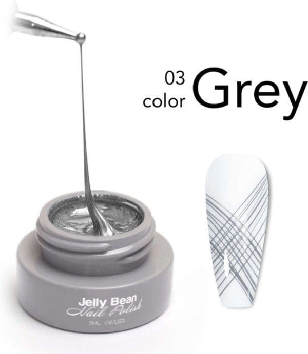 Jelly bean nail polish spider gel grijs - nail art gel metal black - uv gellak 5ml