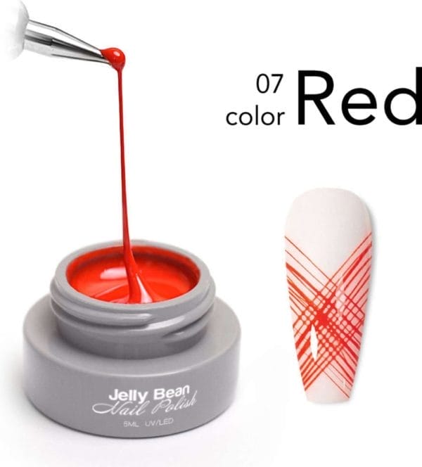 Jelly bean nail polish spider gel rood - nail art gel red - uv gellak 5ml