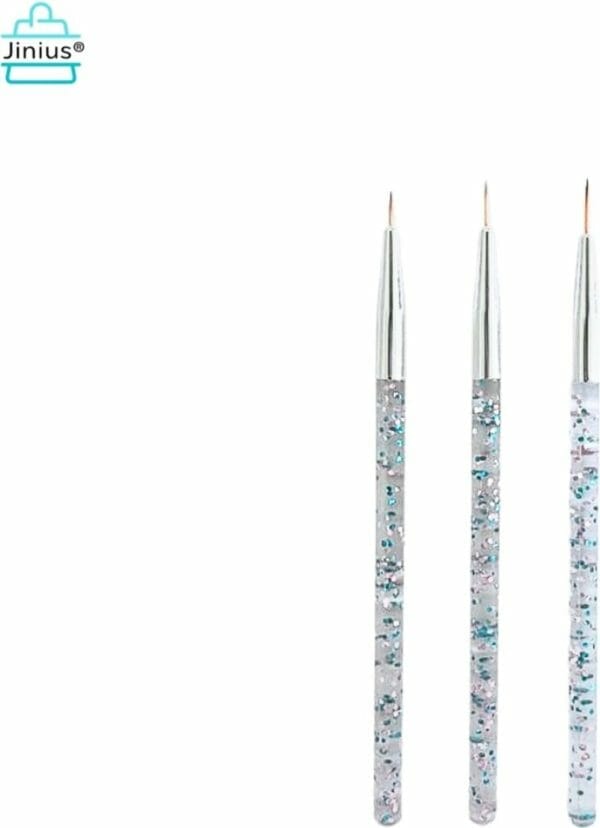 Jinius ® - nagel penseel - nagel art pennen - nagel kwast - nagel pen - nail pencil - nail art - penseel set 3 stuks - zilver