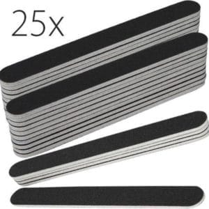 KELERINO. Rechte Nagel Vijlen 25 stuks - #100/180, zwart