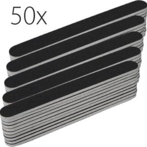 KELERINO. Rechte Nagel Vijlen 50 stuks - #100/180, zwart