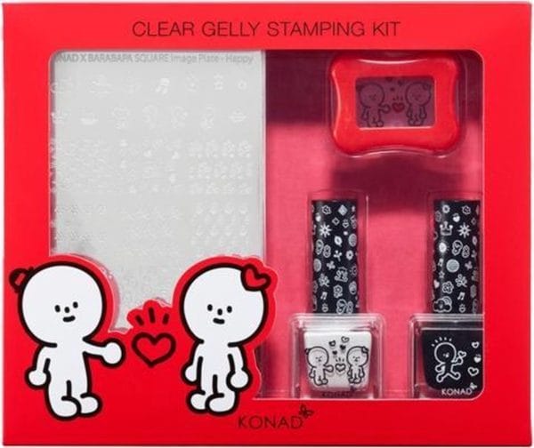 Konad barabapa clear gelly stamping kit ' happy ' / geluk, 4-delig pakket, limited edition