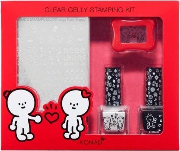 KONAD Barabapa clear gelly stamping kit ' HAPPY ' / geluk, 4-delig pakket, limited edition