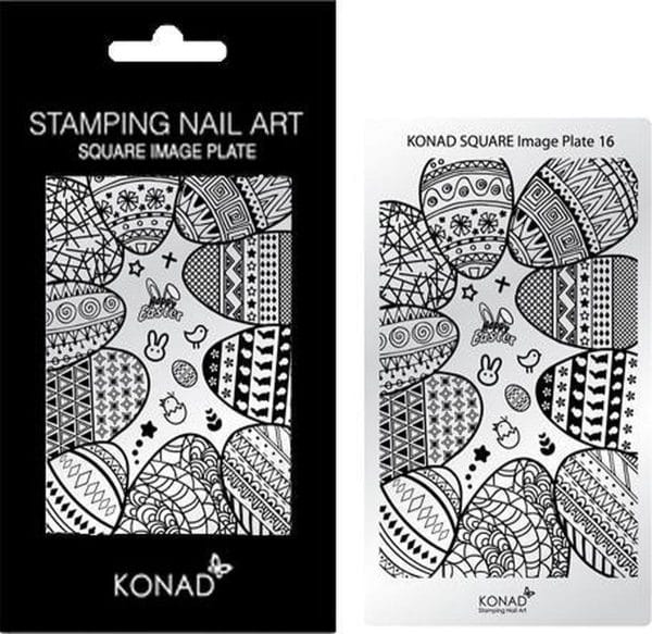 KONAD Square Image Plate 16 met 19 stamping nail art geïnspireerd door ' PASEN / EASTER '.