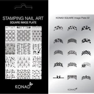 KONAD Square nagel stempelplaat 02 met 15 ' FRENCH MANICURE ' nagel stempel motieven.