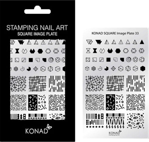 KONAD Square nagels stempel plaat 33 ' NEOTERIC ' met 43 nagel stempel motieven / 2017!