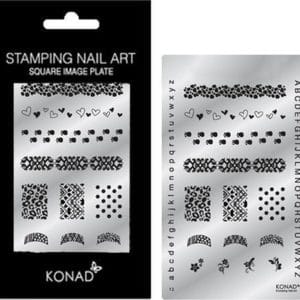 KONAD Square nagels stempelplaat F2 met 14 nagel stempel motieven.