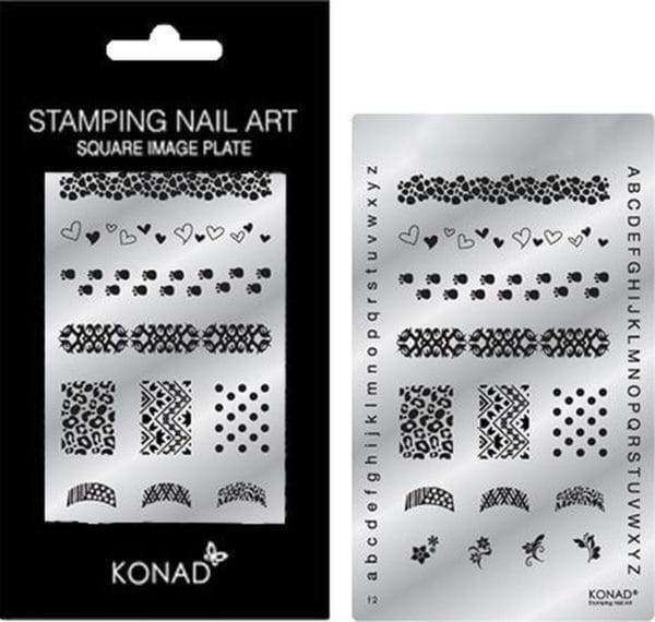Konad square nagels stempelplaat f2 met 14 nagel stempel motieven.