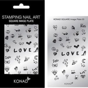 KONAD Square nail art sjablonen 03 met 34 ' LOVE ' nagel figuurtjes.