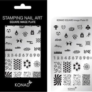 KONAD Square stempel sjablonen plaat 05 met 37 ' VOETBAL ' nagel sjablonen.