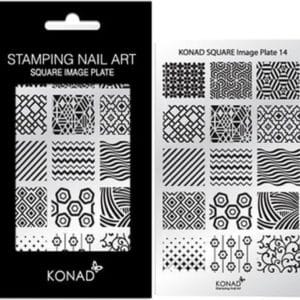 KONAD Square stempel sjabloon 14 met 15 nagel figuurtjes.