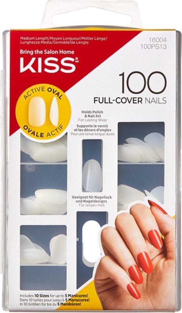 Kiss gellak 100 full cover nails - kunstnagels - 100 stuks - nepnagels - doorzichtig - ovaal