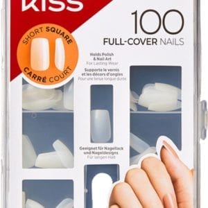 Kiss Gellak 100 Full Cover Nails - Kunstnagels - 100 stuks - Nepnagels - Doorzichtig - Vierkant