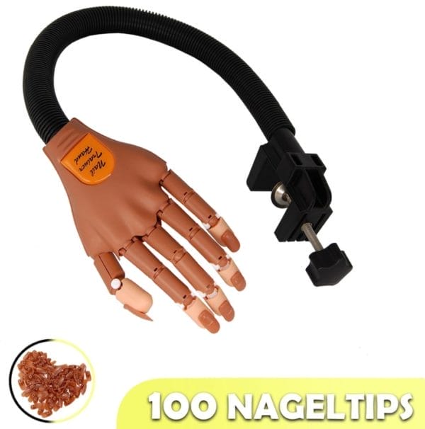 Kleq - oefenhand voor nagels - nailtrainer - nail art - kunstnagels - nepnagels - polygel - acryl nagels - incl 100 nageltips