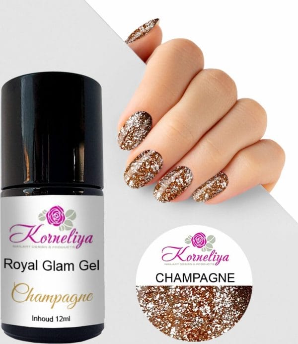 Korneliya Royal Glam Gellak - Glitter Gelpolish CHAMPAGNE 12 ml