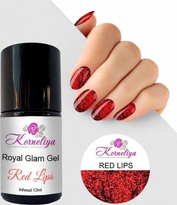 Korneliya Royal Glam Gellak - Glitter Gelpolish RED LIPS 12 ml