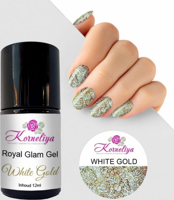 Korneliya Royal Glam Gellak - Glitter Gelpolish WHITE GOLD 12 ml