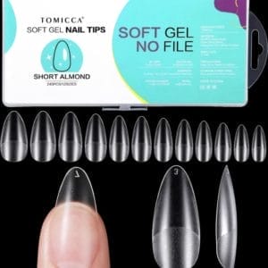 Korte Amandel Nageltips-240 Stuks Full Cover Zachte Gel Tips Nageltips Amandel Korte Nageltips Kunstnagels Voor Nagelstudio'S En DIY Nail Art,12 Maten