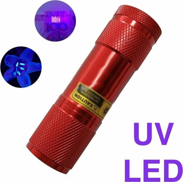 Krachtige UV lamp zaklamp UV-lamp 395-400nm op batterijen 9x LED / 9.2cm lengte / HaverCo