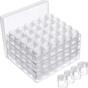 Kurtzy Helder Plastic Kralen Opslag Organizer Doos met 30 Potten (3 Pak) - Kleine Verwijderbare Compartiment Containers met Deksels - Diamond Dot Painting Kralen, Sieraden, DIY Nail Art, en Glitter