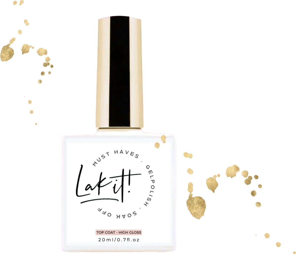 Lak-it! Top coat large - high gloss - no wipe - professional uv/led gellak - gelpolish - gel - vegan en cruelty free - 20 ml Lak-it! Top coat large - high gloss - no wipe - professional uv/led gellak - gelpolish - gel - vegan en cruelty free - 20 ml