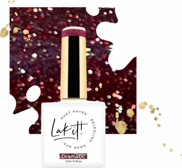 Lak-it! Gellak - dramatic - red disco glitter semi permanente - soak off - uv/led - gelpolish - vegan en cruelty free - must have collection