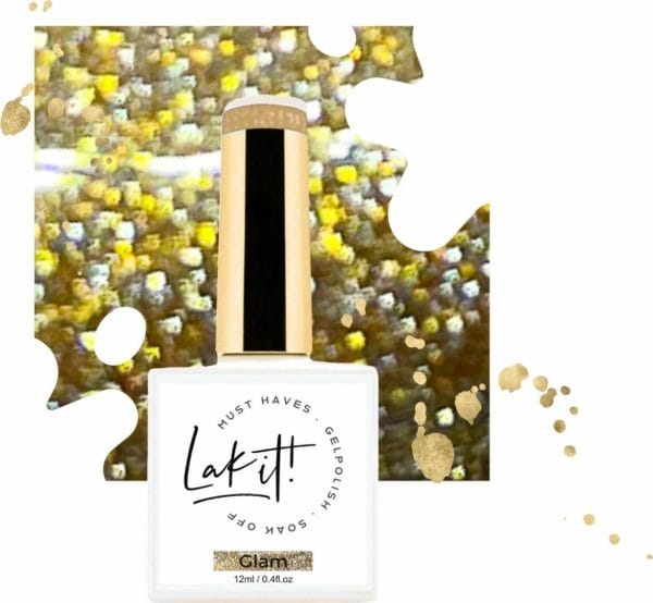 Lak-it! Gellak - glam - gold glitter semi permanente - soak off - uv/led - gelpolish - vegan en cruelty free - must have collection