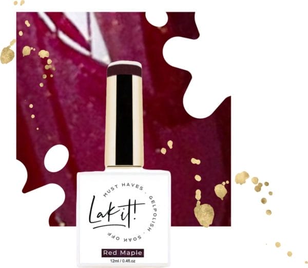 LAK-IT! gellak - Red Maple - dark red glitter semi permanente - soak off - uv/led - gelpolish - vegan en cruelty free - must have collection