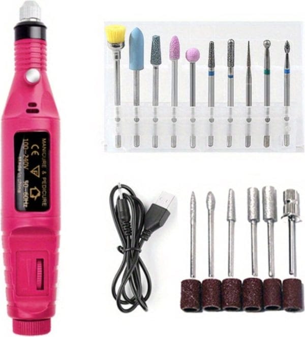 Livano pedicureset electrisch - elektrische nagelvijl - pedicureset professioneel - 10 in 1 - nagelfrees - nagelfrees elektrische - voeten - handen - rood