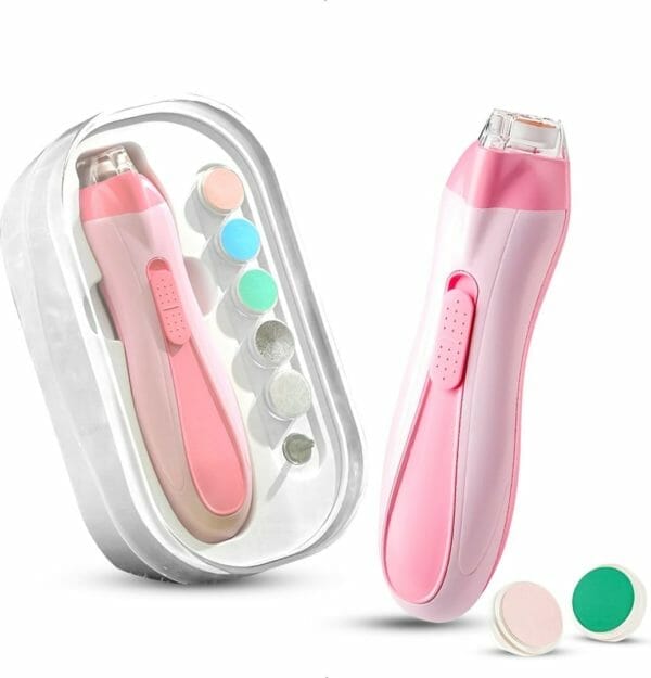 Luxegoed - nagelvijl set - nagel vijl set - electrische baby nagel vijl - veilig nagels verzorgen met led licht for baby, peuter, kinderen en volwassenen - met 6 verschillende vijlen en verstelbare snelheden