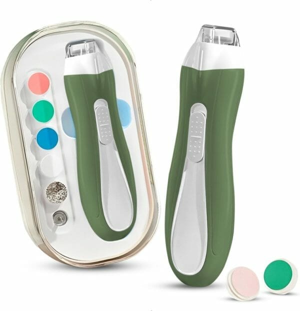 Luxegoed - nagelvijl set - nagel vijl set - electrische baby nagel vijl - veilig nagels verzorgen met led licht voor baby, peuter, kinderen en volwassenen - met 6 verschillende vijlen en verstelbare snelheden