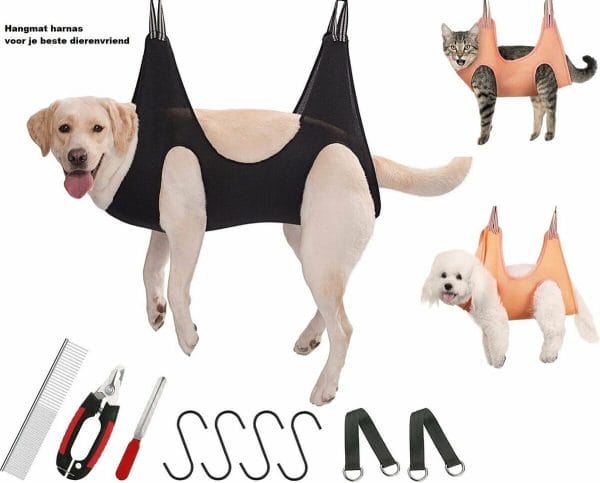 MAAT L hangmat harnas met GRATIS Trimset - katten - honden - trimmen - trimset voor honden - honden nagelschaar - Hondenverzorging