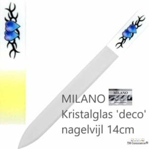 MILANO Professionele Kristal Glas Nagelvijl, Nagels, Glass Nailfile, tweezijdig, Blue Hearts