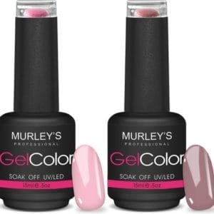 MURLEY's Gel Nagellak Set - 2-delig - Gelnagels - Acryl Gellak - Nagelset voor UV of LED Lamp - Tot 3 Weken Perfect Gelakte Nagels & 4-6 bij Tieners - Licht Rose & Bruin met Grijs Ondertoon