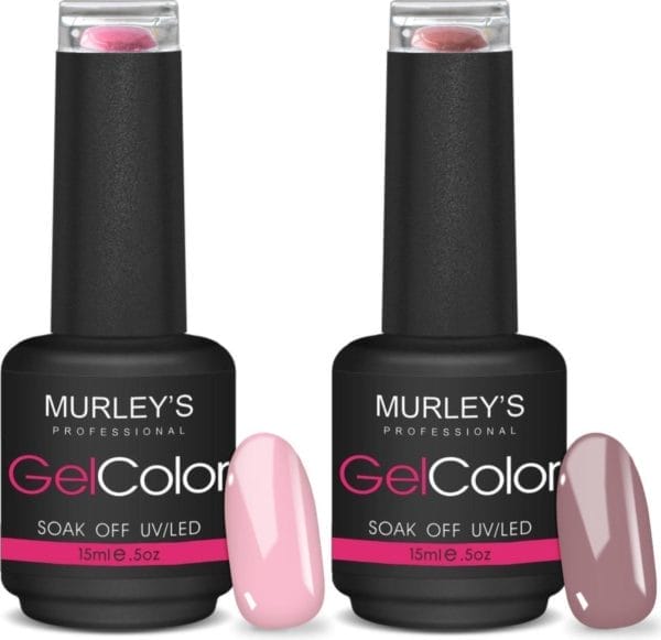 Murley's gel nagellak set - 2-delig - gelnagels - acryl gellak - nagelset voor uv of led lamp - tot 3 weken perfect gelakte nagels & 4-6 bij tieners - licht rose & bruin met grijs ondertoon