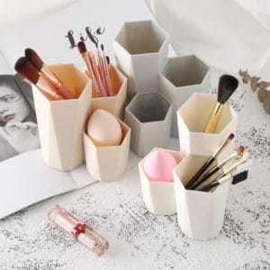 Make-Up Organizer houder-3 in1-Cosmetische Make-Up Borstel- Blush-opbergdoos Make-up kwast houder-Organizer -Gereedschap Pen- Opslag Make Nagellak -Cosmetische houder Doos- Beige