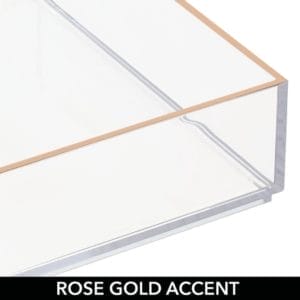 Make upkwastenhouder cosmetica organizer standaard voor badkamer en kaptafel plastic met 3 compartimenten Doorzichtig/roségoud