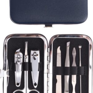 Manicure Set - 7 Delig - Met opbergdoos - Nagelverzorging set - Nagelset - Nagelknipper - Nagelschaar - Nagelvijl - Bokkenpootje nagels - Nagelriem duwer - Pincet - Donker blauw