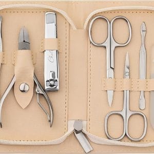 Manicure Set 7-delig, Nagelset Roestvrij Staal voor Dames en Heren - Nagelschaar, Nagelhuidschaar, Nagelknipper, Glazen nagelvijl, Nagelriem duwer, Nageltang, Pincet