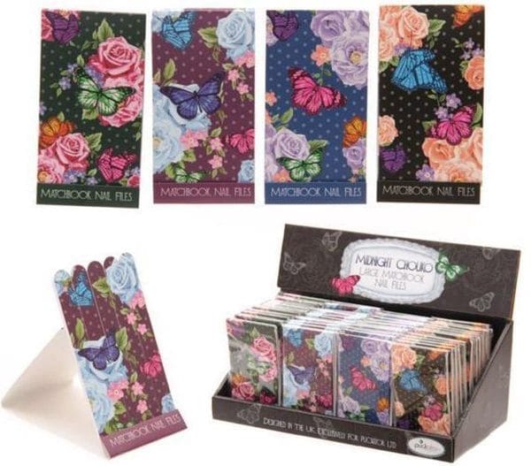 Midnight Chouko Large Matchbook Nail Files Set van 5stuks - Nagelvijlen met vlindermotief leuk als bedankje