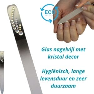 Milano Kristal Glas Nagelvijl - Glass Nailfile - Zwart met steentjes - levenslang mee - 99