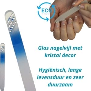 Milano Kristal Glas Nagelvijl - Glass nail file - Levenslang mee - Blauw met steentjes 83