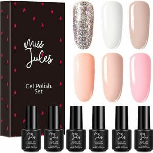 Miss Jules - 6-Delige Gellak Starterspakket - Nagellak - Kleur Nude & Glitter - Glanzend & Dekkend resultaat
