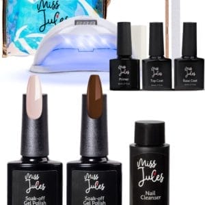 Miss Jules - Complete Gellak Starterspakket - Kleur Nude Roze Glitter - Glanzend & Dekkend resultaat - Inclusief UV/LED lamp & Instructievideo (NL)