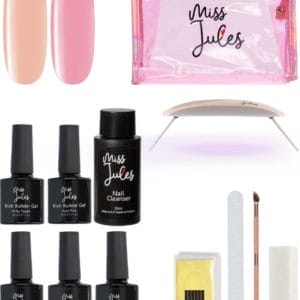 Miss Jules® BIAB Starter Pakket - Builder in a Bottle - BIAB Nagel Builder Gel - BIAB Nagellak Starterset - Inclusief 36W UV/LED Lamp, Nail Cleanser & Instructievideo (NL)