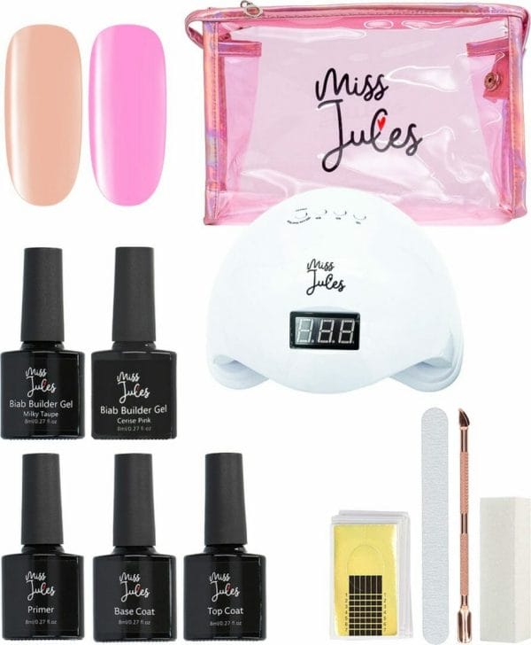 Miss jules® biab starter pakket - builder in a bottle - biab nagel builder gel - biab nagellak starterset - inclusief 48w uv/led lamp, nail cleanser & instructievideo (nl)