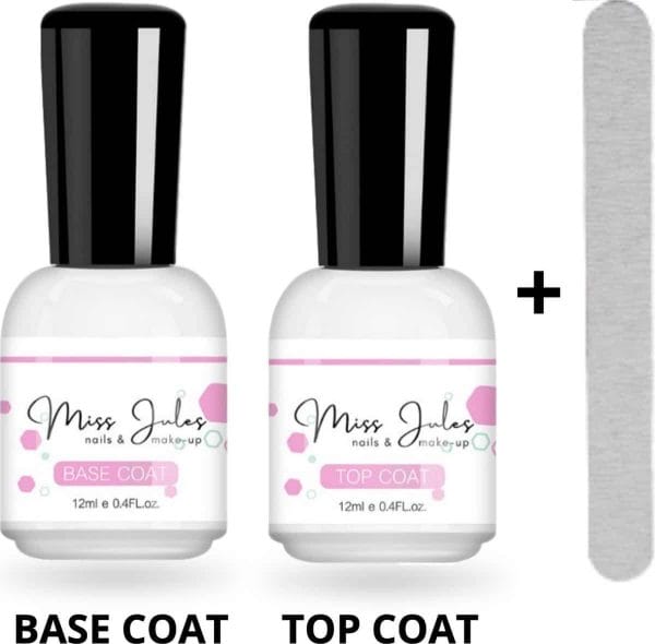 Miss Jules® Base & Top Coat 24 ml - Gellak - Blijvend Glanzende Nagels - Incl. Nagelvijl